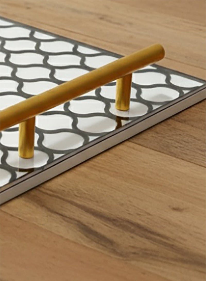 لوحة صينية تقديم من الأكريليك بتصميم مزخرف ومقابض معدنية ذهبية اللون - Image 3