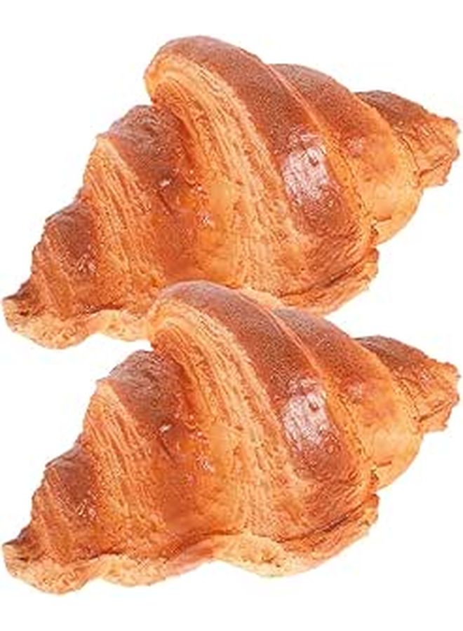 Realistic Artificial Croissant Food Models 2Pcs For Bakery Display Photography Props - Image 1