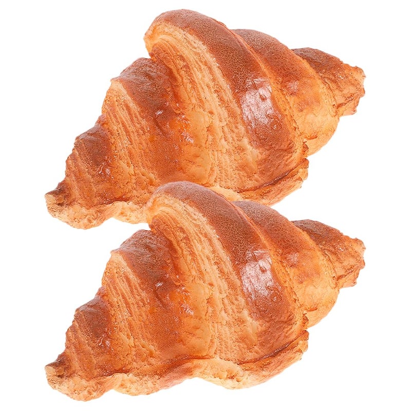 Realistic Artificial Croissant Food Models 2Pcs For Bakery Display Photography Props - Image 2