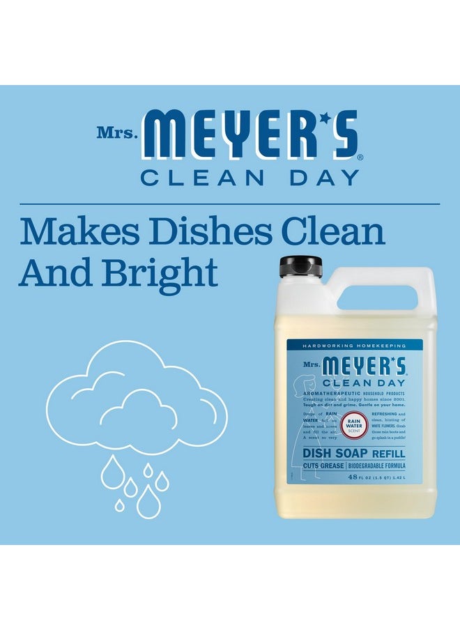 Mrs. Meyer's Clean Day MRS. MEYER'S CLEAN DAY Liquid Dish Soap Refill, Biodegradable Formula, Rain Water, 48 fl. oz  - Image 5