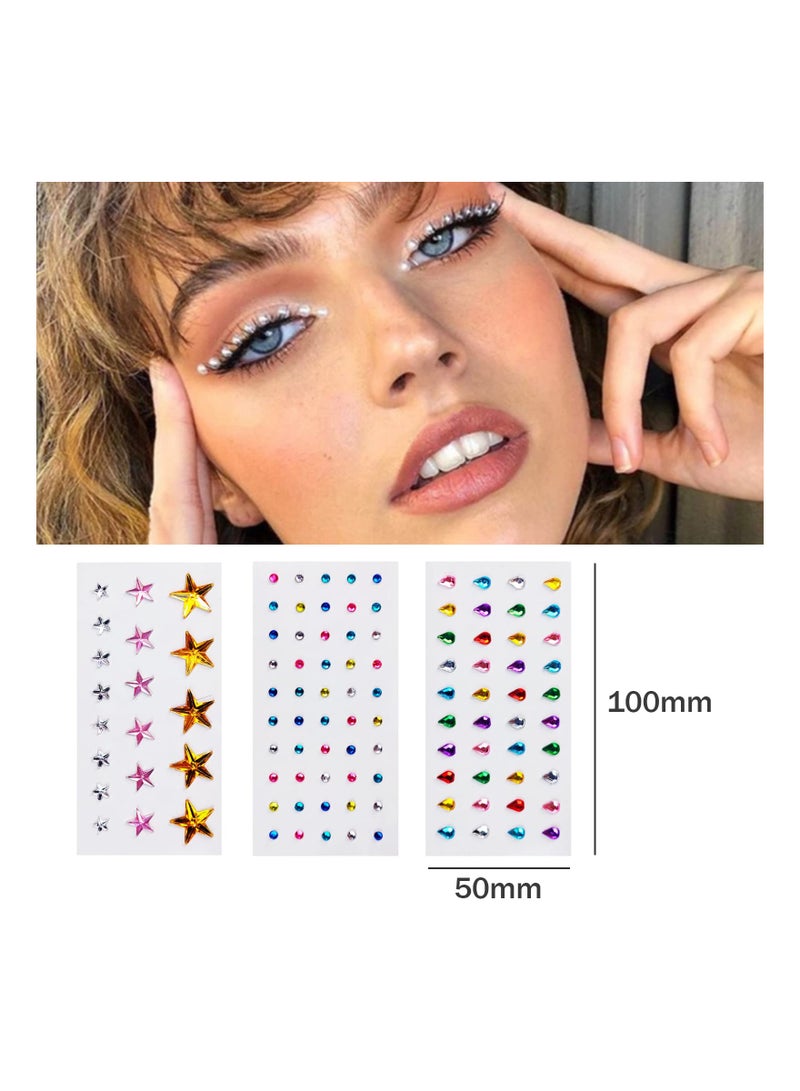 Zikra 3 Sheets Face Jewels Stickers Gems On Eye Forehead Rhinestones Tears Rainbow Star Diamond for Nail Decoration Festival Party - Image 2