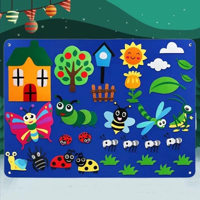 Puzzle Diy Felt Learning Board New Wall Hanging Felt Children'S Animal Toy Board Storyboard - Image 1
