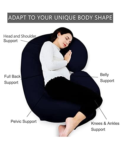 RIPOSEV Memory Foam Body Pillow Hug Pillow for Sleeping/3 Month Warranty/, Full Body Pillow, Long Pillow for Bed, Pregnancy Pillow for Sleeping, Large Pillow with Velvet Cover, Black (C Shape) - Image 2