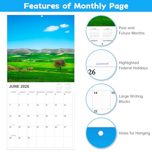 Chambom 2026-2027 Calendar - 18 Monthly 2026-2027 Wall Calendar, Jan. 2026 - Jun. 2027, Calendar with Unruled Blocks, Wall Calendar for Office School Home Planning, Calendars Wall 12" x 24"(Open) - Brilliant Seasons - Image 3
