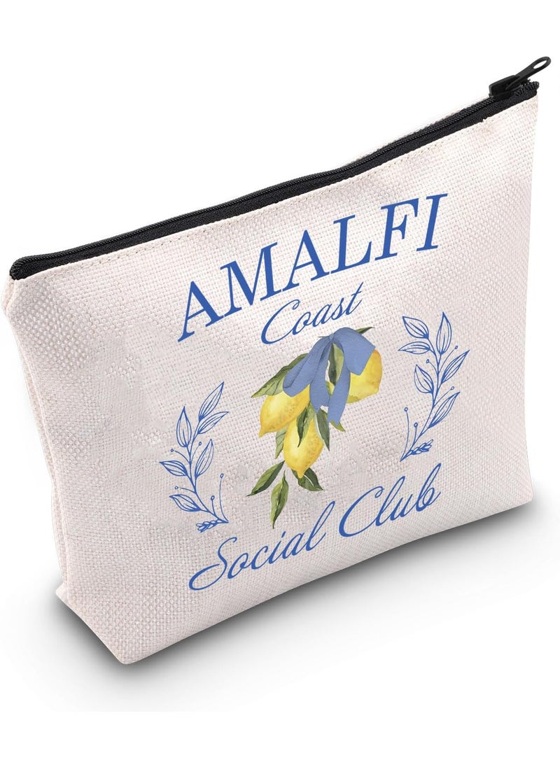 POFULL POFULL Girls Amalfi Coast Trip Gift Italy Vacation Trip Gift Amalfi Coast Social Club Zipper Pouch Makeup Bag (AMALFI Coast) 