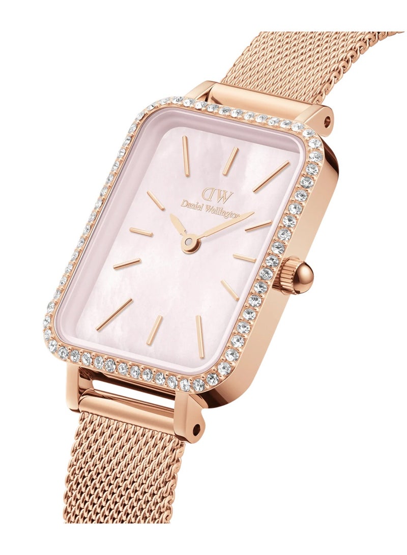 DANIEL WELLINGTON Women Quadro Lumine Bezel Melrose Pink MOP Stainless Steel Mesh DW00100669 - 20mm - Image 2