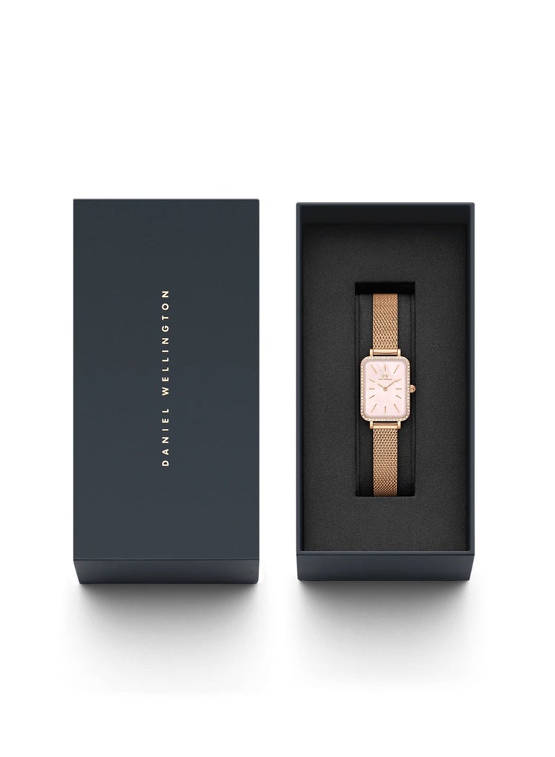 DANIEL WELLINGTON Women Quadro Lumine Bezel Melrose Pink MOP Stainless Steel Mesh DW00100669 - 20mm - Image 4