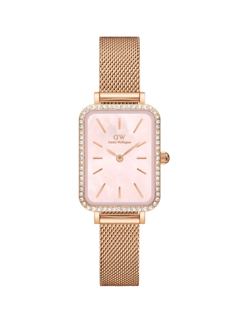 DANIEL WELLINGTON Women Quadro Lumine Bezel Melrose Pink MOP Stainless Steel Mesh DW00100669 - 20mm - Image 1