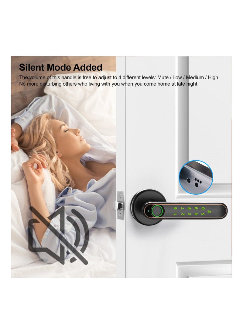 Fingerprint Door Lock, Biometric Door Knob, Keyless Entry Door Handle with Fingerprint, Keypad Lock with Touchscreen, Noise Free, Smart Door Lock for Bedroom, Office, Apartment, Airbnb - Image 4