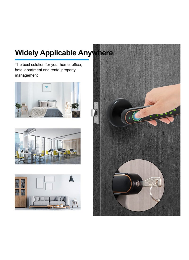 Fingerprint Door Lock, Biometric Door Knob, Keyless Entry Door Handle with Fingerprint, Keypad Lock with Touchscreen, Noise Free, Smart Door Lock for Bedroom, Office, Apartment, Airbnb - Image 3