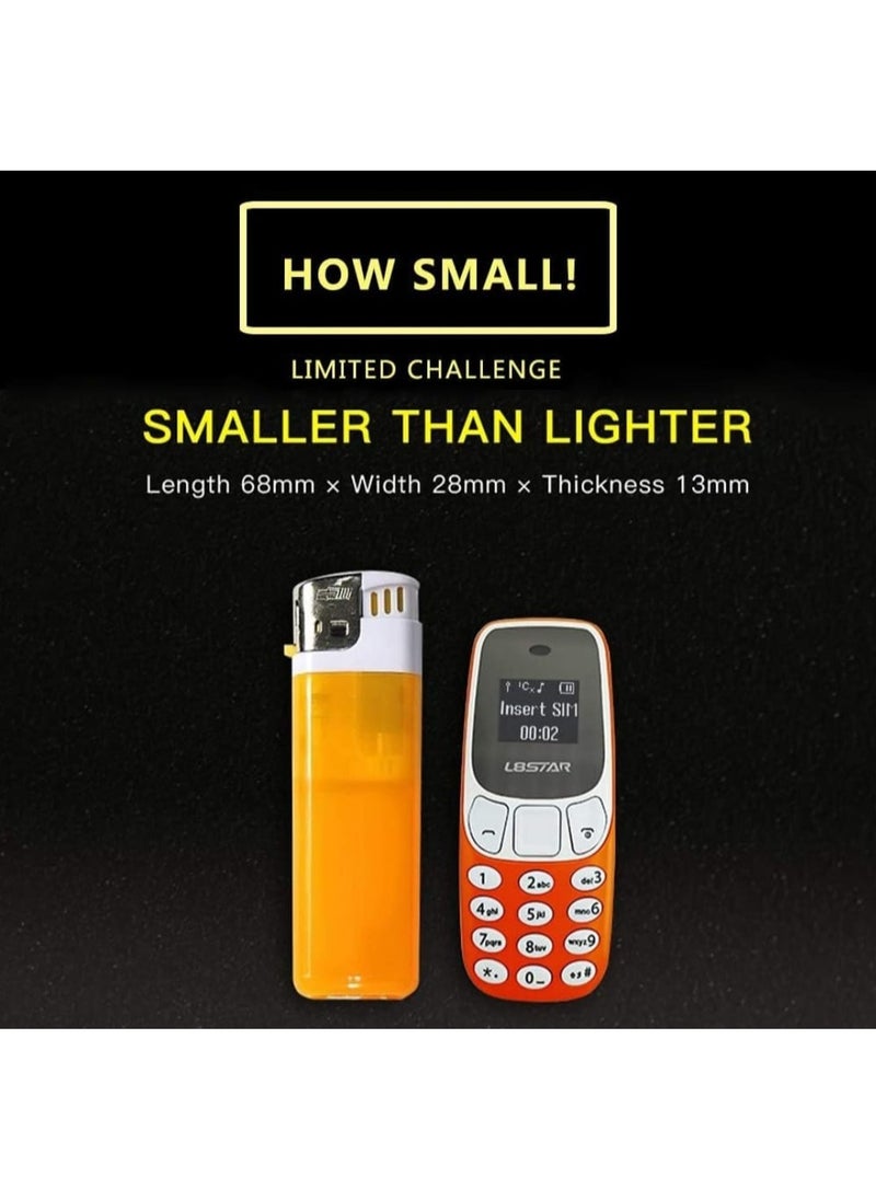 L8STAR - Smallest Mobile Phone BM10 Tiny Mini Mobile with Voice Changer Hands Free Bluetooth Dialer Phone for Students Support Dual SIM Card (Orange) - Image 1