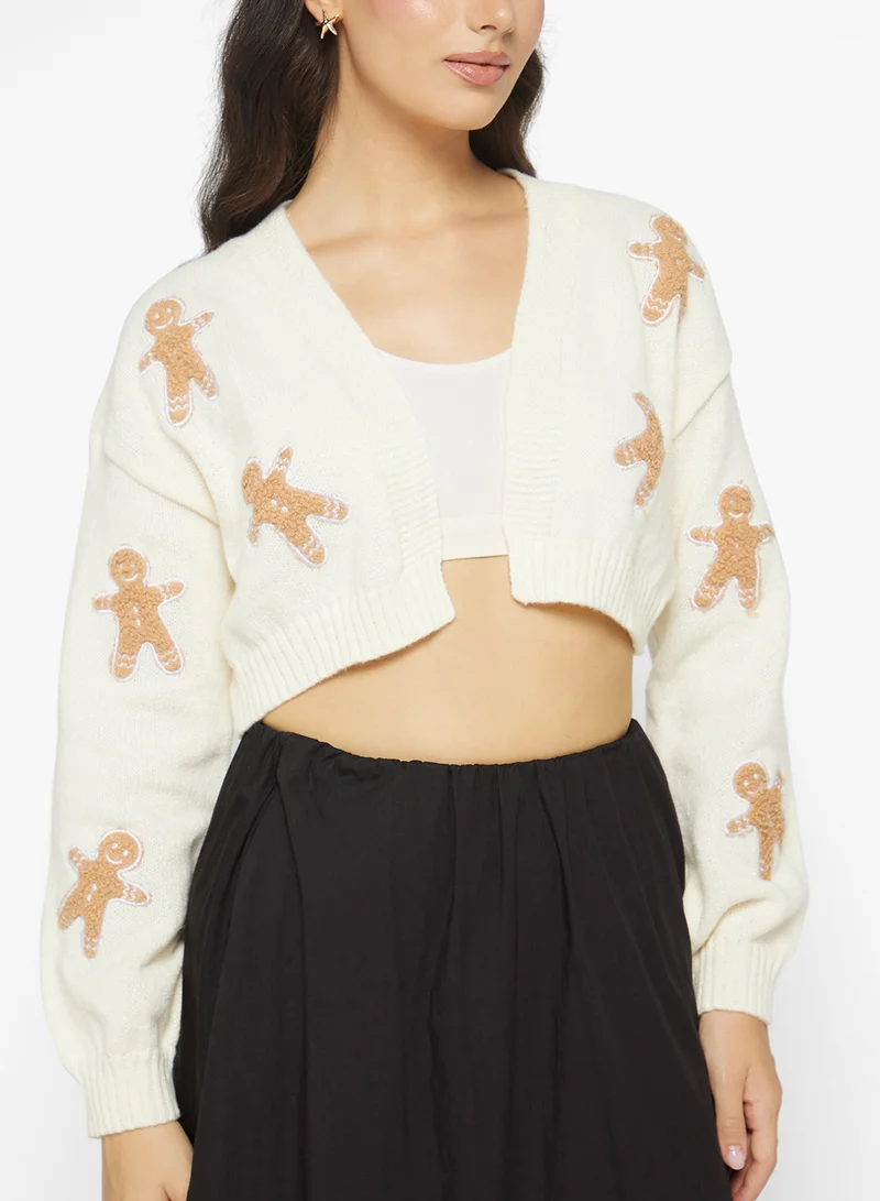 Ginger Gingerbread Detail Knitted Cardigan
