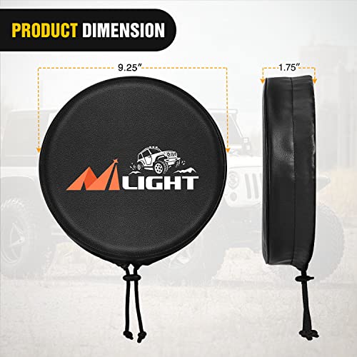 Nilight 9inch Round Offroad Driving Pod Light Cover, 9.25 Inch Diameter Black Leather Protective Cover for Auxiliary Ditch Fog Bumper Headlight on Jeep Truck SUV ATV UTV Tractor - Image 2