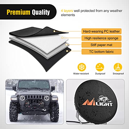 Nilight 9inch Round Offroad Driving Pod Light Cover, 9.25 Inch Diameter Black Leather Protective Cover for Auxiliary Ditch Fog Bumper Headlight on Jeep Truck SUV ATV UTV Tractor - Image 5
