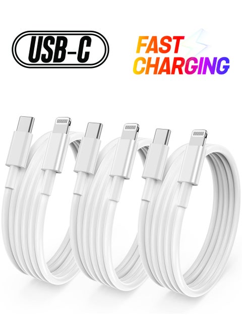 3Pack 3ft iPhone Fast Charger Cable, [Apple MFi Certified] USB C to Lightning Cable, Type C Port Support Quick Apple Charging Cord for iPhone 14 Pro/14/13 Pro/12 Pro Max/12 Mini/11 Pro/XS/XR/iPad