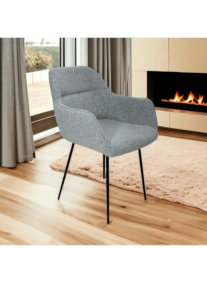 SMART HOME Modern Comfortable Padded Chair For The Living Room, Luxurious Dining Chair With A Modern And Comfortable Design - High-Quality Fabric Upholstery In Dark Grey Color - Durable Metal Legs In Black - Ideal For Dining Rooms, Restaurants And Cafes  - Image 2