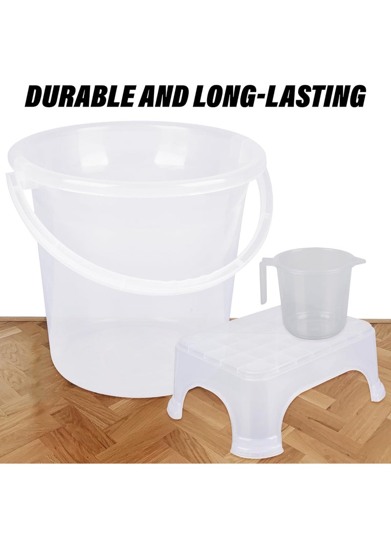 Kuber Industries Kuber Industries Bathroom Set | Plastic Bathroom Combo Set | Bucket-Stool-Mug Set for Bathroom | Modern Bath Set | Set of 3 | Transparent  - Image 2