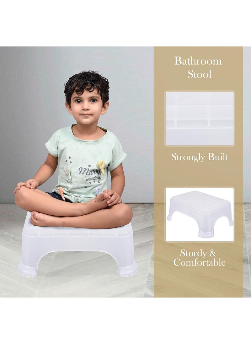 Kuber Industries Kuber Industries Bathroom Set | Plastic Bathroom Combo Set | Bucket-Stool-Mug Set for Bathroom | Modern Bath Set | Set of 3 | Transparent  - Image 5