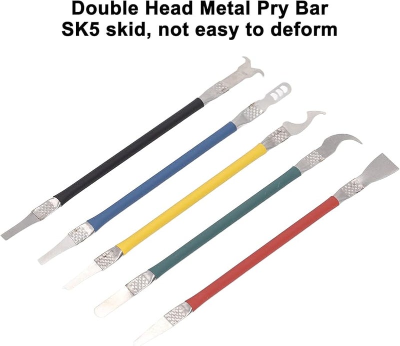 5 Pcs Double Head Metal Pry Bar Set SK5 Steel with ABS Handle for Electronics Hardware Repair - Image 3