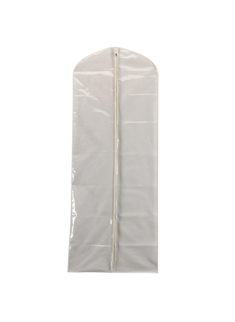 Household Essentials Household Essentials 311395 Hanging Garment Bag Dress Natural Cotton Canvas with Clear Vinyl Cover Gown ProtectorOffWhite 