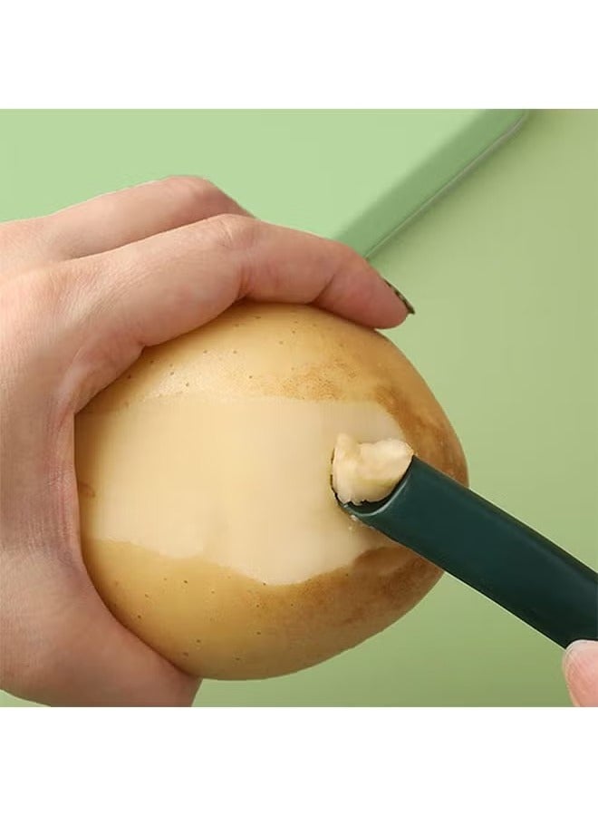 مقشرة، مبشرة فواكه وخضروات، أدوات مطبخ محمولة، مجموعة مقشرة فواكه مكونة من قطعتين، أدوات تقطيع مسننة مزدوجة الجوانب من الفولاذ المقاوم للصدأ لمجموعة متنوعة من الفواكه والخضروات (أخضر) - Image 5