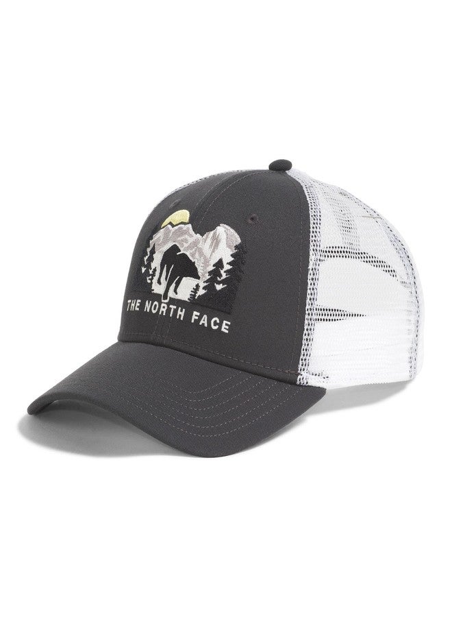 The North Face Embroidered Mudder Trucker | Breathable Baseball Cap for Men & Women, Classic Fit Mesh Back Hat for Summer, TNF White/Asphalt Grey/Bear Graphic, One Size - Image 1