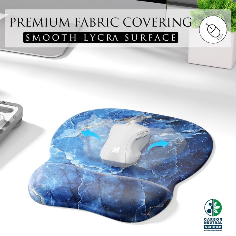 MROCO Ergonomic Mouse Pad with Gel Wrist Rest, Smooth Wrist Support Surface, Non-Slip PU Base for Pain Relief, Comfortable Mousepad for Computer, Laptop, Office & Home, 9.4 x 8.1 in, Ocean Marble - Image 2