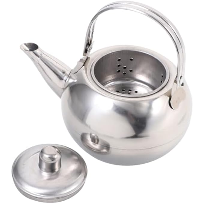 UTHCLO Pot Metal Tea Kettle With Infuser Japanese Coffee Vintage Whistling Kettle Boiling Camping Gas Stove Thicken Water Kettle Heater Tea Strainer Cold Water Bottle Stainless Steel - Image 1