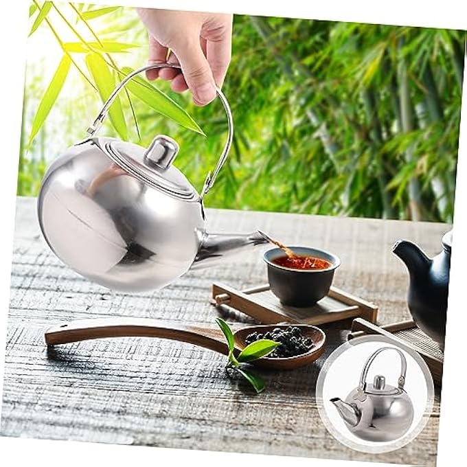 UTHCLO Pot Metal Tea Kettle With Infuser Japanese Coffee Vintage Whistling Kettle Boiling Camping Gas Stove Thicken Water Kettle Heater Tea Strainer Cold Water Bottle Stainless Steel - Image 4