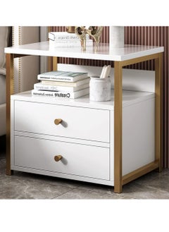 Bedside tables bedroom living room storage tables Modern bedside table with gold metal frame bedside table with two drawers suitable for bedroom living room - pzsku/Z12FCA5AE2369CA62D1C5Z/45/_/1727765905/cbb7045b-dc2e-4bb0-8f47-0105c648e967