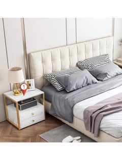 Bedside tables bedroom living room storage tables Modern bedside table with gold metal frame bedside table with two drawers suitable for bedroom living room - pzsku/Z12FCA5AE2369CA62D1C5Z/45/_/1727765909/e29cc51d-26e4-4679-979a-b0a7a6e8f8ad