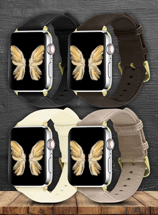 CATANES 4 Pack For Apple Watch Band 38mm/40mm/41mm Leather Band Buckle Strap Wristband Compatible with Apple watch series 7/6/5/4/3/2/1/SE - Image 2