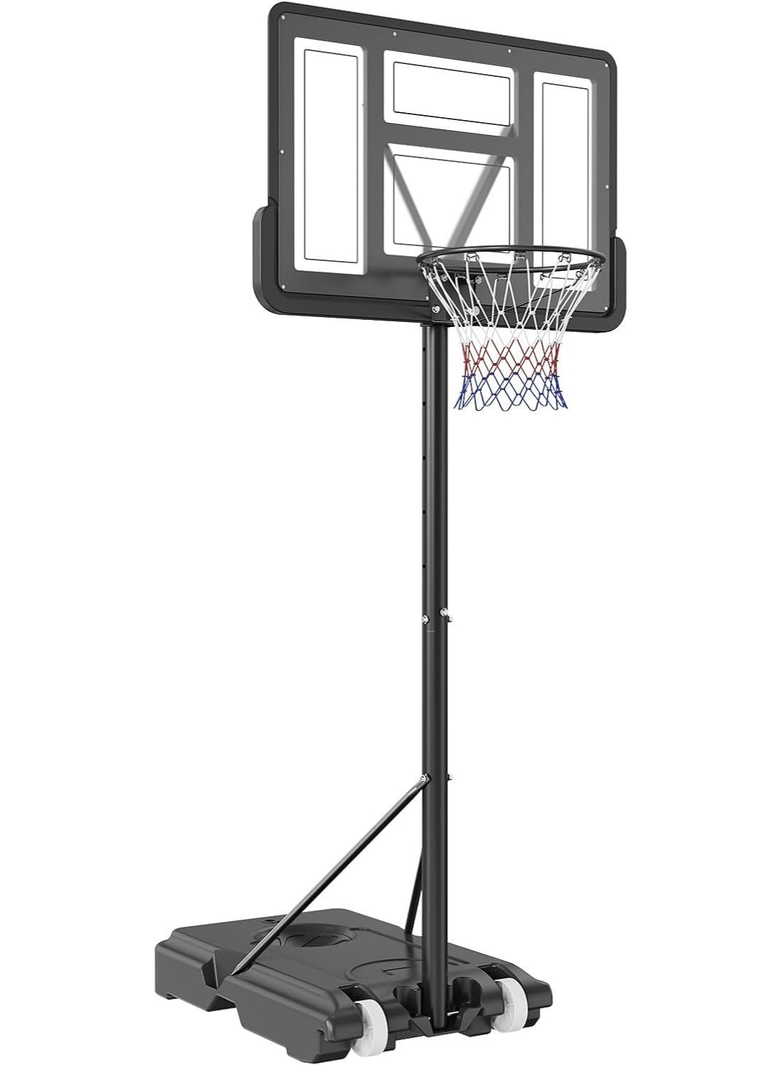 10FT Adjustable Height Portable Basketball Hoop 4.2-10ft Adjustable Height 44 Inch Shatterproof Backboard Fillable Base with 2 Wheels for Kids Youth and Adults in Backyard Driveway