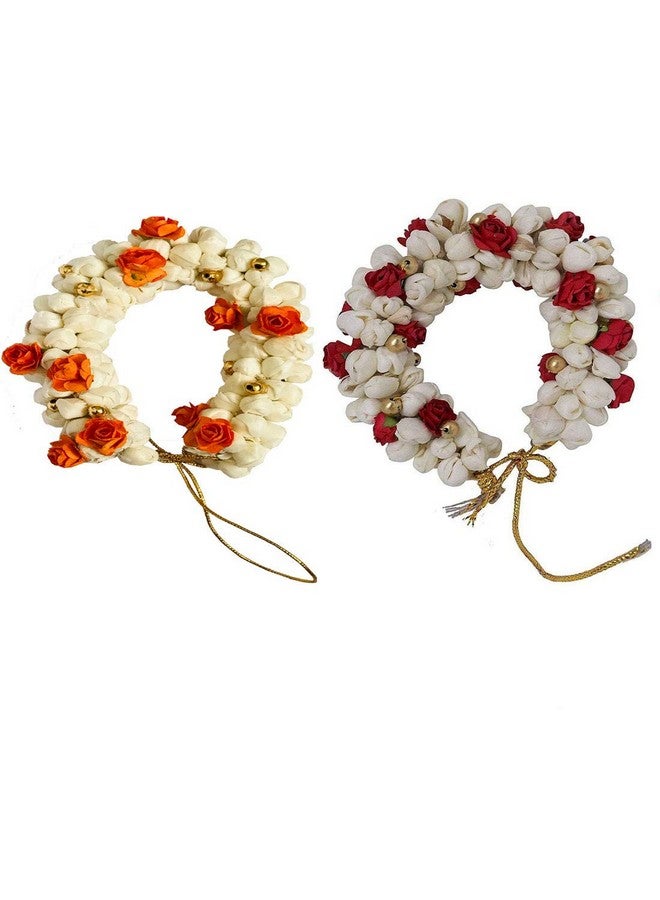 Arooman™ Hair Bun Mogra Flower Gajra Artificial Flower Gajra combo for Women (Pack 2, Color-Multi)