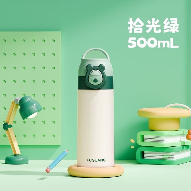 FUGUANG Kids Insulated Straw Cup with Handle, Food-Grade 316L Stainless Steel, 380ml/500ml Options - Image 1