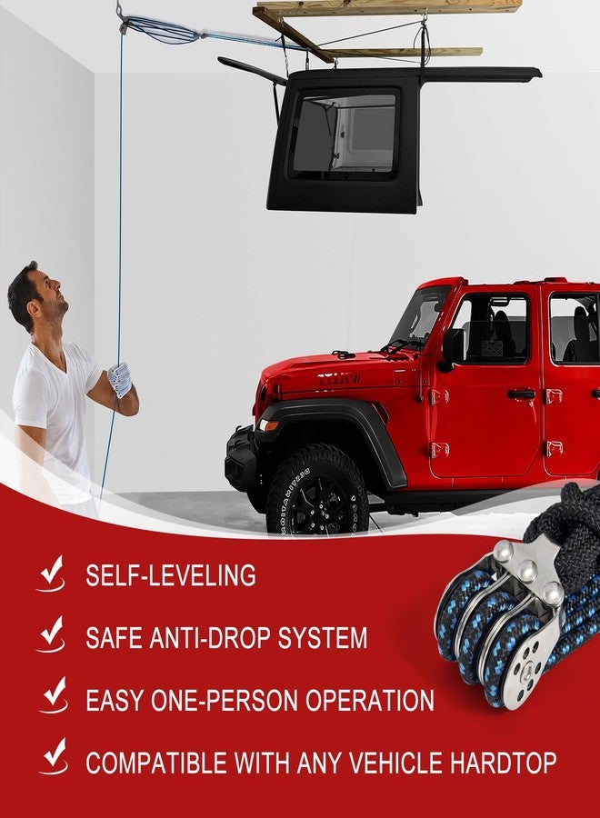 رافعة FrameFirm لإزالة السقف الصلب لسيارة جيب رانجلر - متوافقة مع جميع طرازات جيب رانجلر JK وJL، رافعة سقف سهلة التشغيل لشخص واحد، تدعم ارتفاعات سقف من 8 إلى 16 قدمًا، مزودة بـ 6 مقابض على شكل حرف T - Image 2