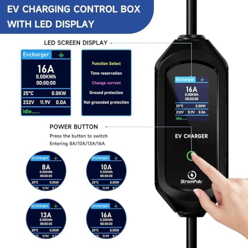 Strompuls 3.6kW Portable EV Charger, Smart APP, Adjustable Amps, 6 Meter TPU Cable, 16A 1 Phase, 3" Large Screen, Bag, Wallholder, Surge & Pen Protection, Earthing Off Option. 5 Years Warranty* - Image 2