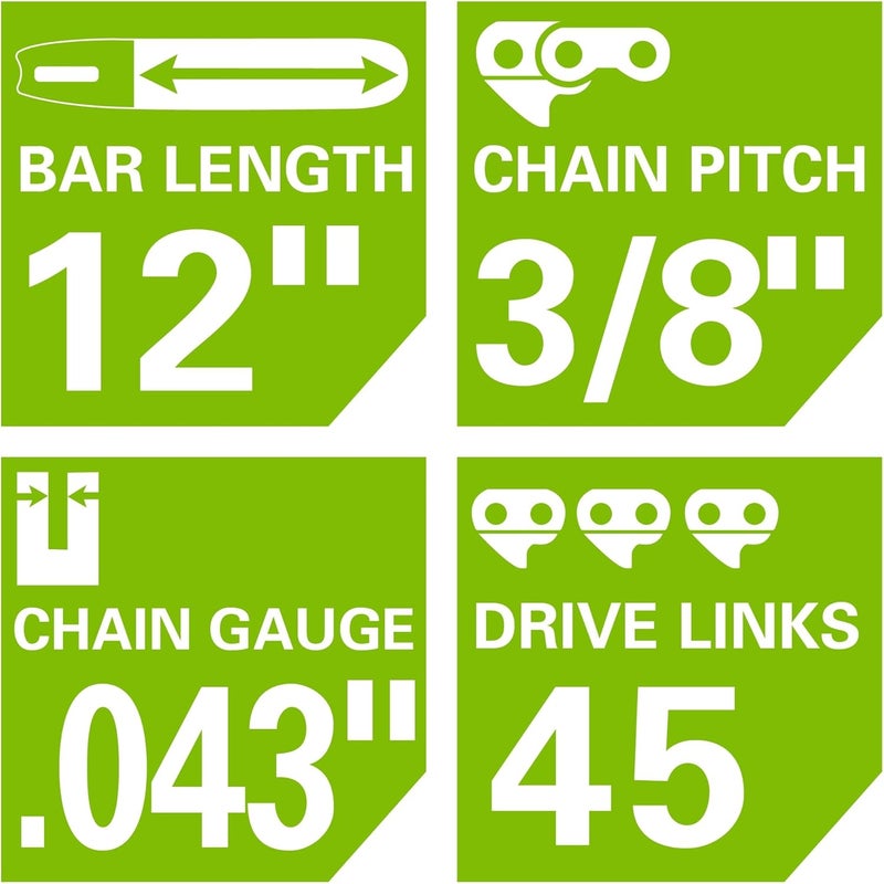 Greenworks 12" Replacement Chain, 0.043'' Gauge - Image 2