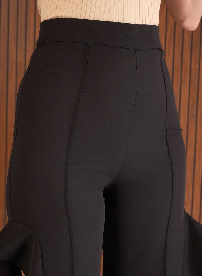 SASSAFRAS High-Rise Black Pleated Trousers for Women
