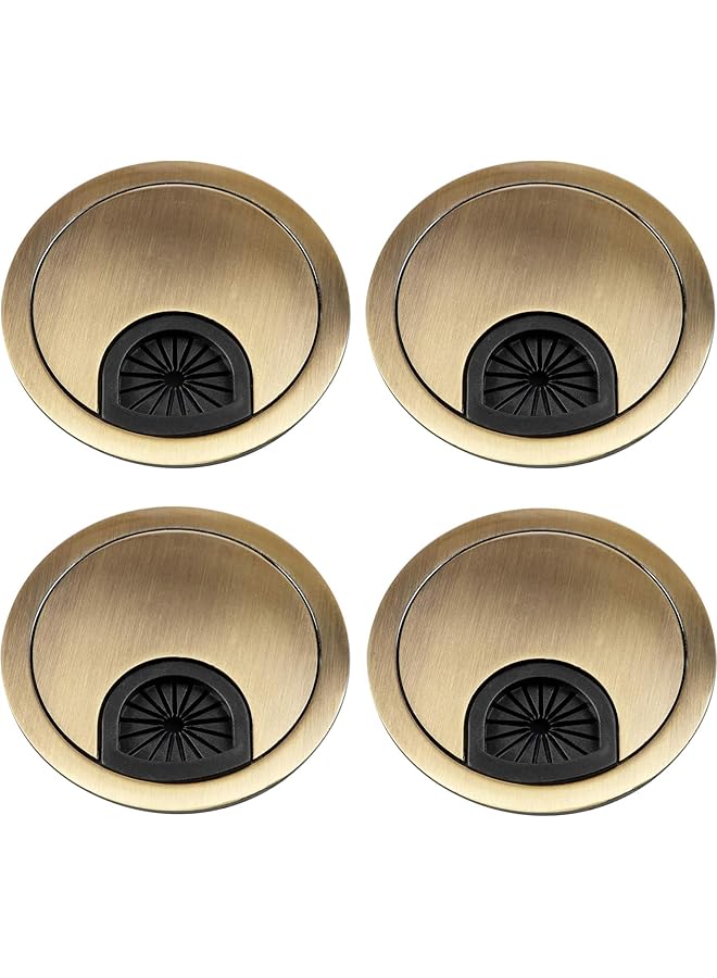 PROMASS 4 Pack Desk Cable Grommet,Gold Metal Cable Hole Cover Table Grommet, Desk Wire Cord Cable Grommets Hole Cover for Managing and Hiding Wire Cord,For Desktop Office, Port Hole Cover - Image 1