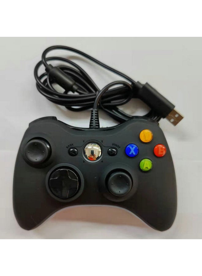 XBOX360 Wired Gamepad PC Computer Host Game Accessories Dual Vibration Handle 360 Gamepad-Product Color:Matte Black  - Image 1