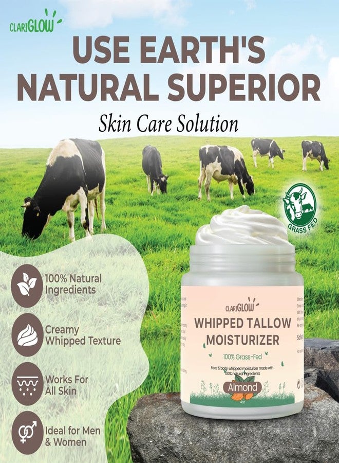 Clariglow Whipped Beef Tallow Face Moisturizer | 100% Grass Fed Beef Tallow Skin Face Balm Cream | Lotion Balm Body Moisturizer with Honey & Almond | 4 oz | Natural Skin Care - Image 2