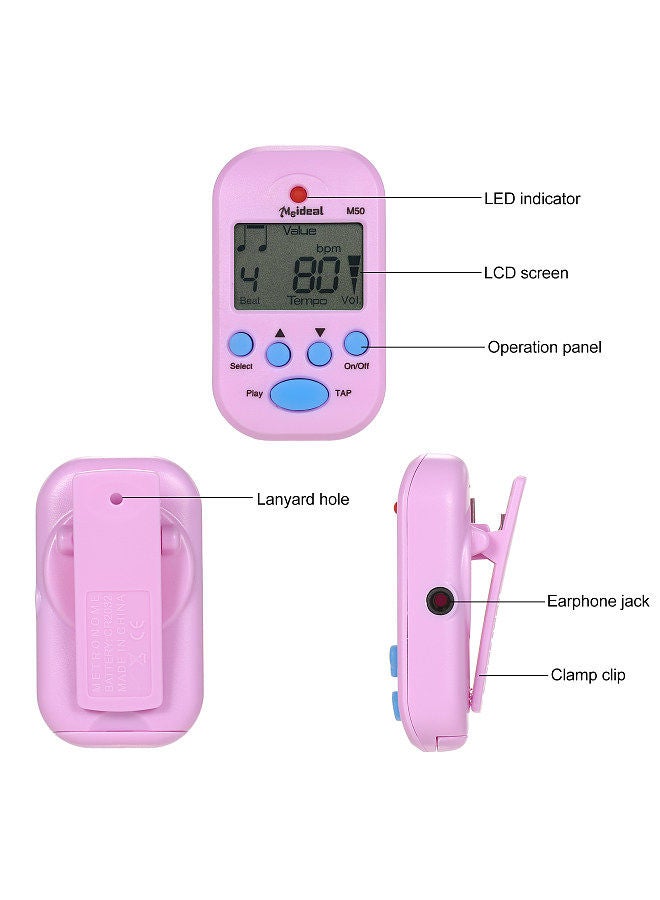Meideal Mini Digital Metronome M50 Tempo Metronome Clip-On Electronic Metronome Pocket Metronome Suitable for Guitar Piano Violin Drum and Other Instruments  - Image 4