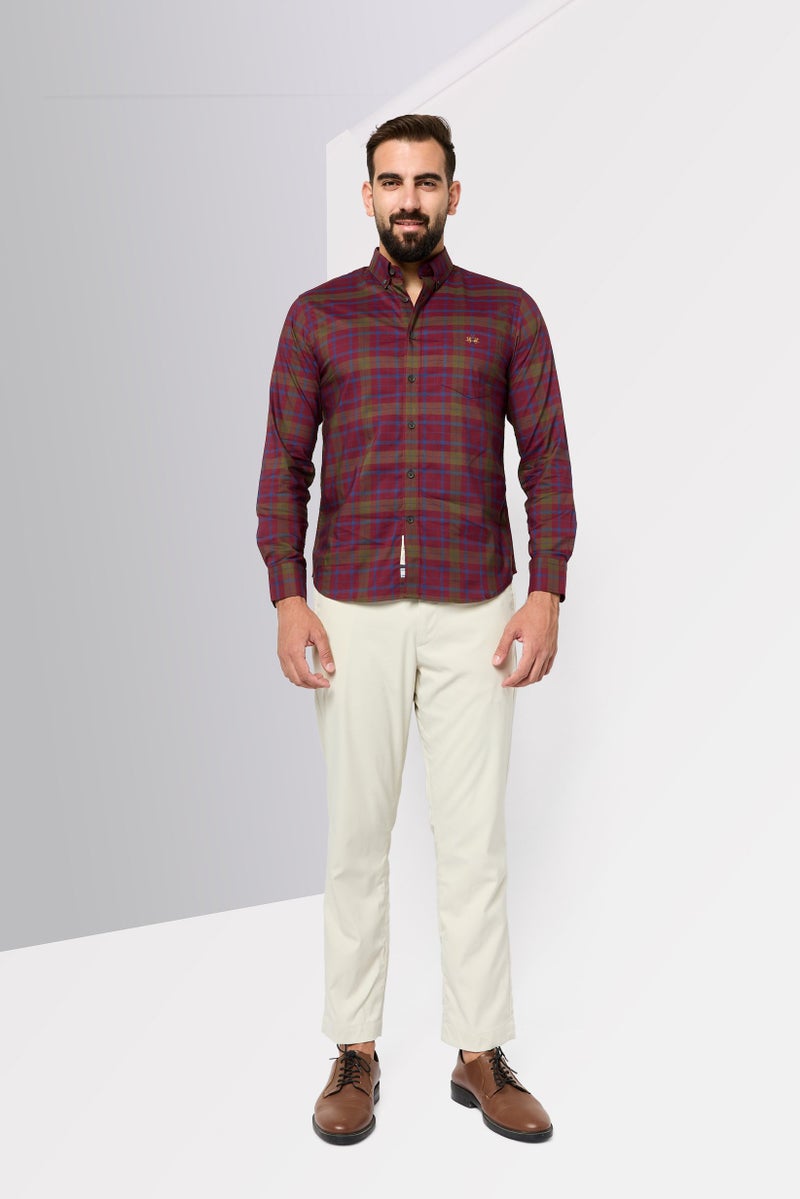 La Martina Men Tailored Fit Long Sleeves Plaid Casual Shirt, Multicolor  - Image 2