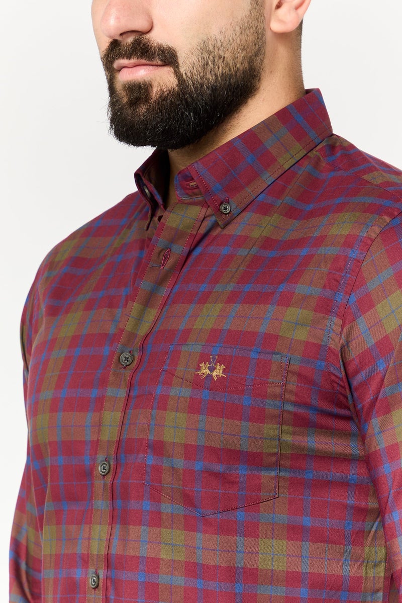 La Martina Men Tailored Fit Long Sleeves Plaid Casual Shirt, Multicolor  - Image 3