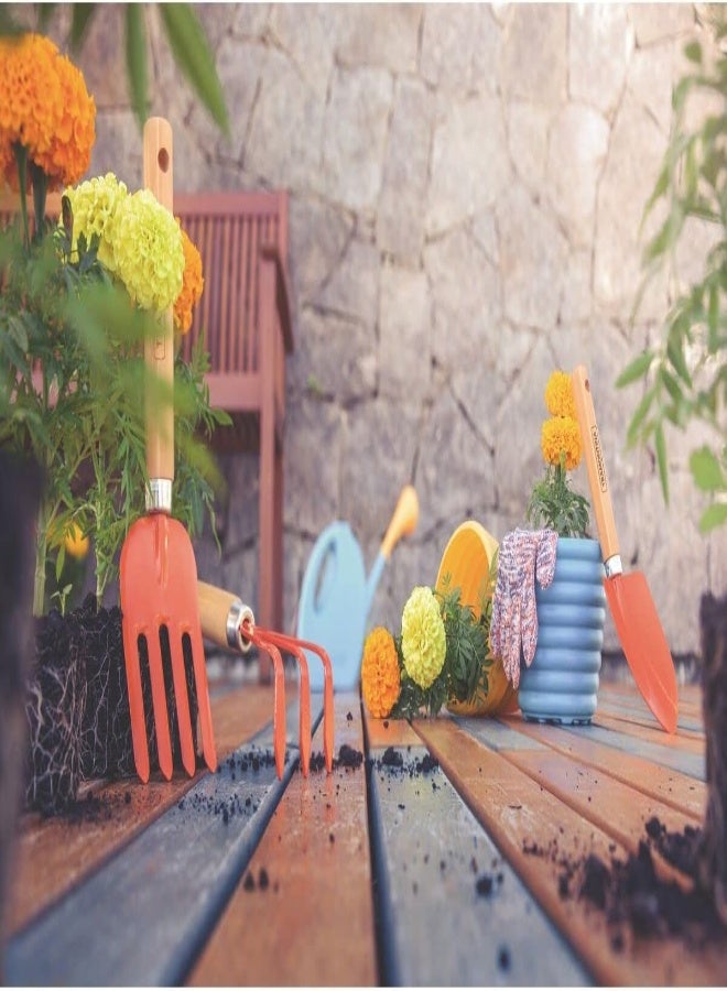 AKDC Tramontina 3 Pieces Garden Tool Set With Special Carbon Steel And Wood Handle Includes Garden Trowel + 3 Teeth Cultivator + 4 Teeth Garden Fork - Image 2