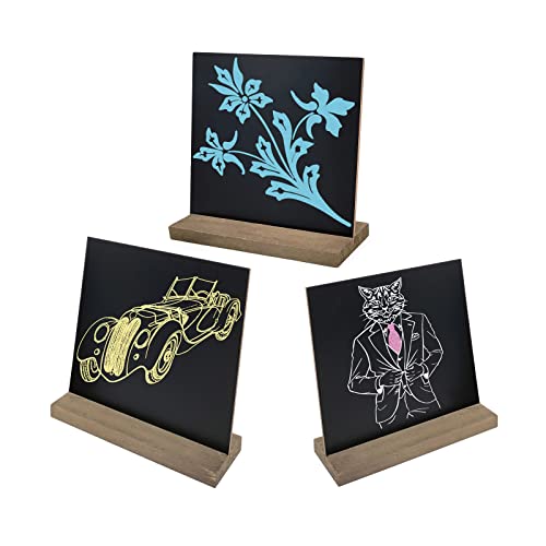 DSTELIN 5 X 6 Inch Mini Tabletop Chalkboard Signs with Vintage Style Wood Base Stands, Set of 9 - Image 4