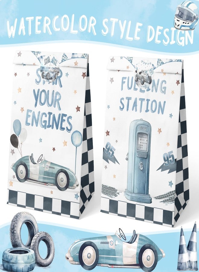 HaPiBiDesign Race Car Party Favor Bags - 24 Pcs with Stickers - Watercolor Race Car Themed Birthday Party Supplies - Image 2