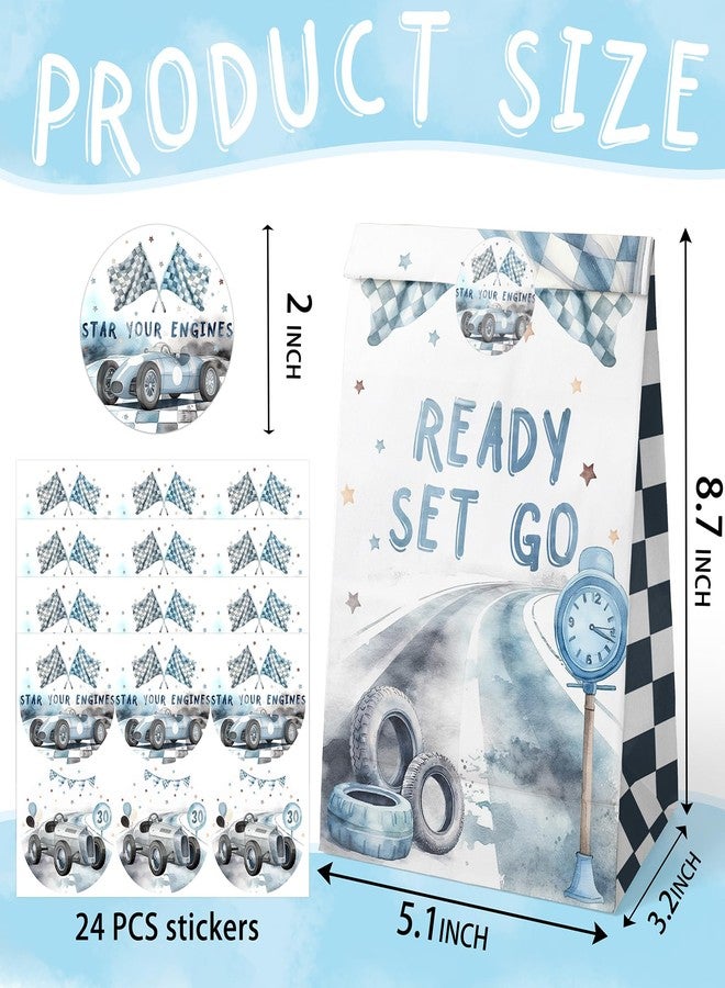 HaPiBiDesign Race Car Party Favor Bags - 24 Pcs with Stickers - Watercolor Race Car Themed Birthday Party Supplies - Image 3