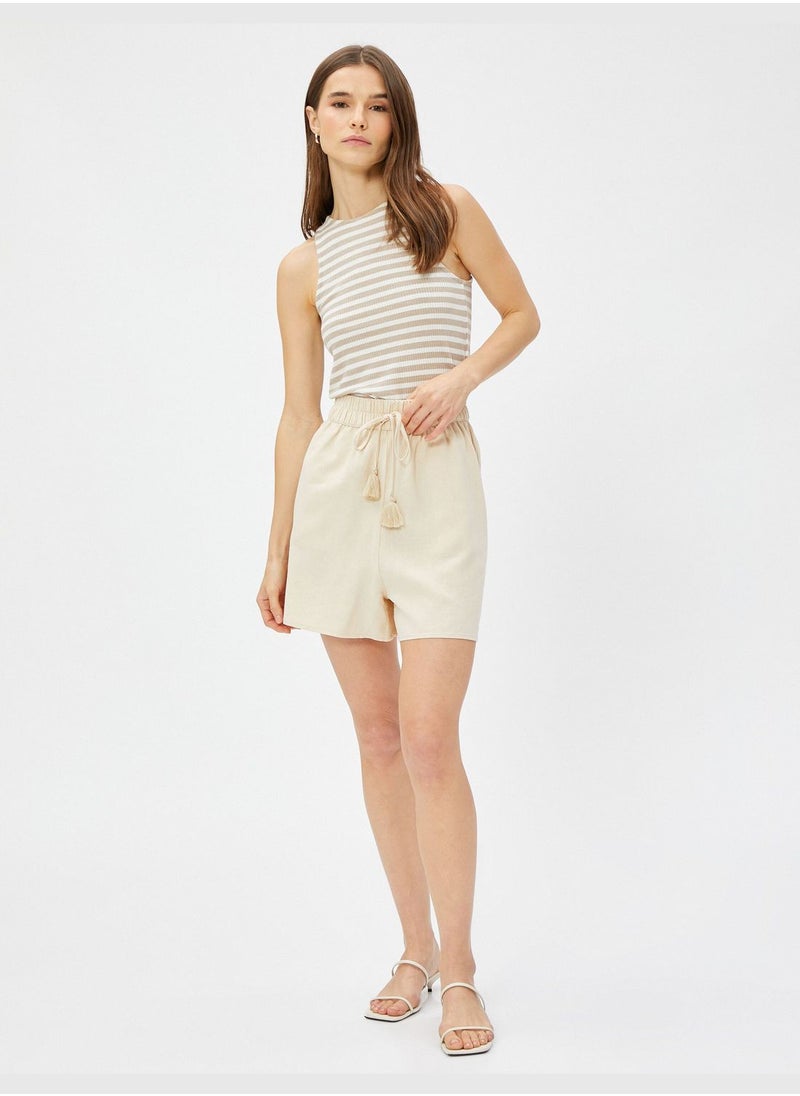 KOTON Drawstring Pocket Detail Linen Mix Short  - Image 2